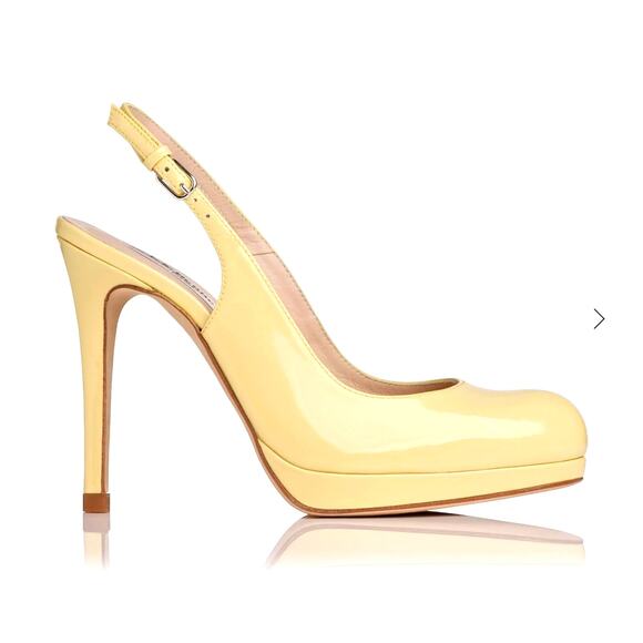 LK Bennett CLEMMIE PATENT LEATHER SLINGBACK PLATFORM HEEL Yellow Size 36 - Picture 1 of 11